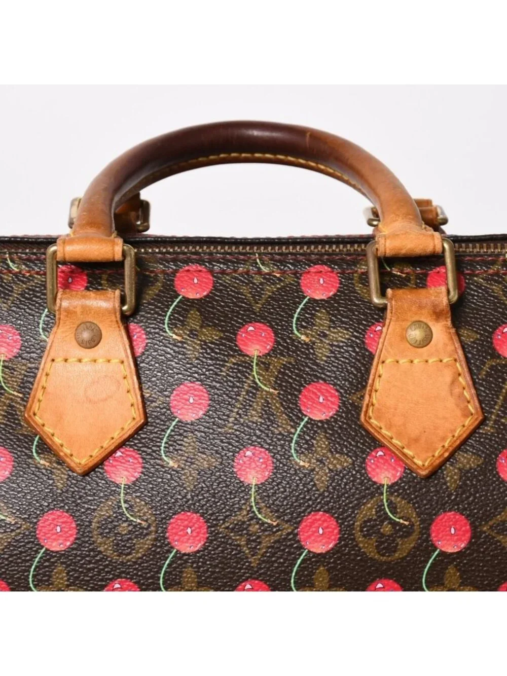 Louis Vuitton Speedy 25 Handbag Monogram Cherry Brown Takashi Murakami